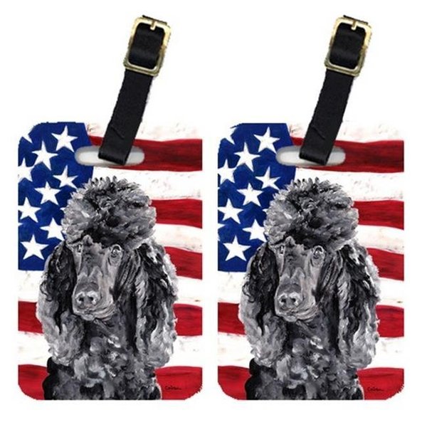 Carolines Treasures Carolines Treasures SC9626BT Pair Of Black Standard Poodle With American Flag Usa Luggage Tags SC9626BT